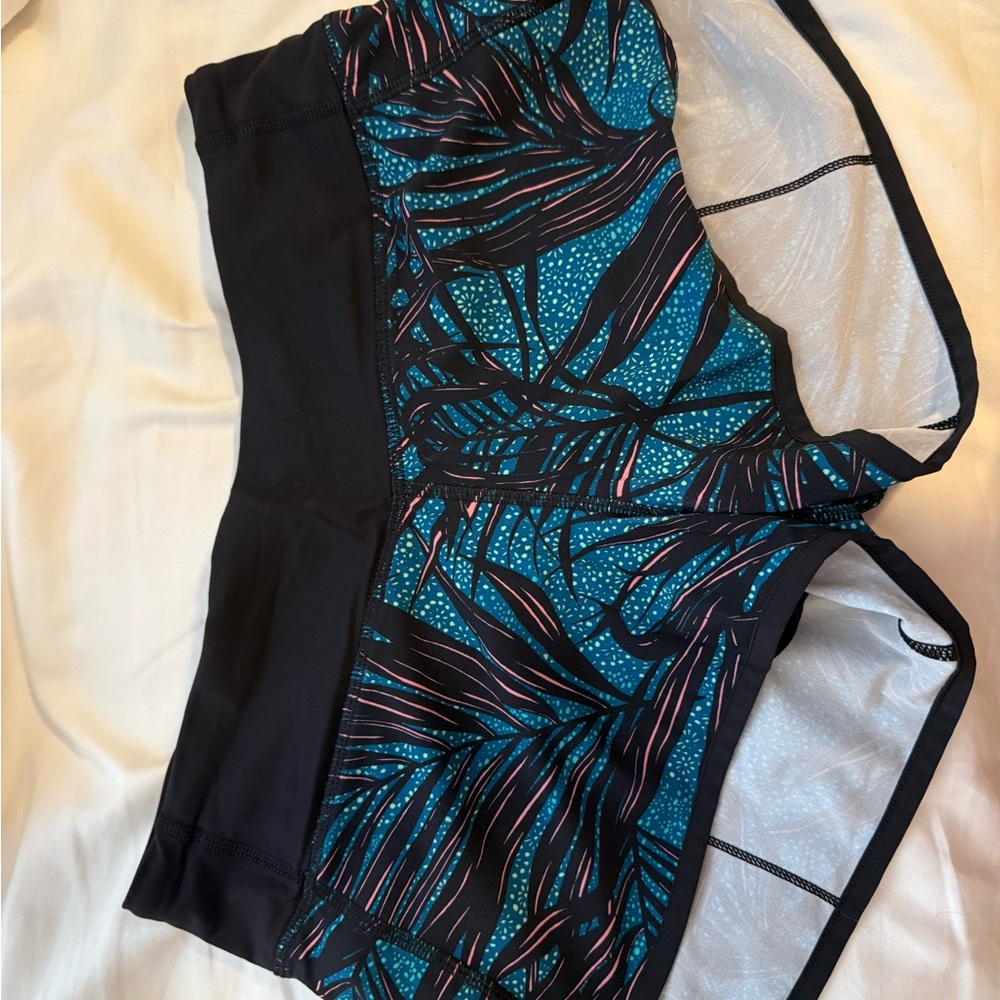 lululemon athletica Black and Teal Women Shorts